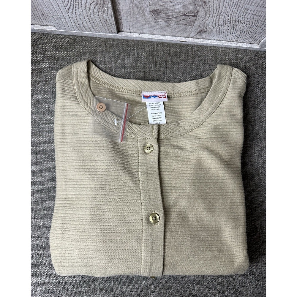 American Sweetheart Cardigan Shirt Womens Size Large Beige Tan Button Up Pockets